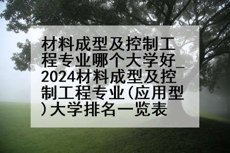材料成型及控制工程专业哪个大学好_2024材料成型及控制工程专业(应用型)大学排名一览表