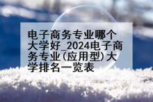 电子商务专业哪个大学好_2024电子商务专业(应用型)大学排名一览表