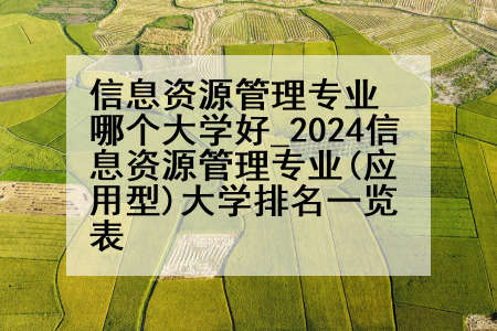 信息资源管理专业哪个大学好_2024信息资源管理专业(应用型)大学排名一览表