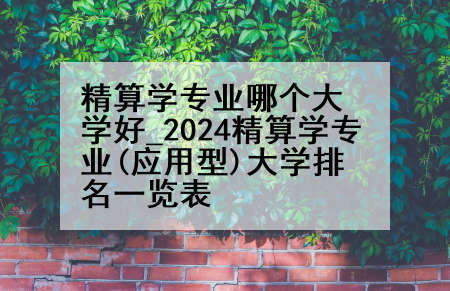 精算学专业哪个大学好_2024精算学专业(应用型)大学排名一览表