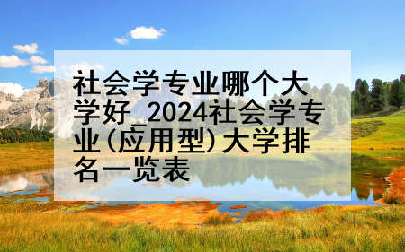社会学专业哪个大学好_2024社会学专业(应用型)大学排名一览表