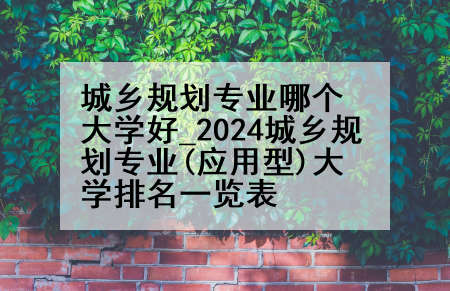 城乡规划专业哪个大学好_2024城乡规划专业(应用型)大学排名一览表