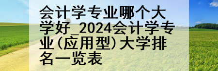 会计学专业哪个大学好_2024会计学专业(应用型)大学排名一览表