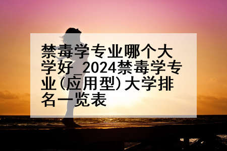 禁毒学专业哪个大学好_2024禁毒学专业(应用型)大学排名一览表