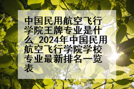 中国民用航空飞行学院王牌专业是什么_2024年中国民用航空飞行学院学校专业最新排名一览表