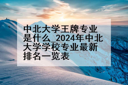 中北大学王牌专业是什么_2024年中北大学学校专业最新排名一览表