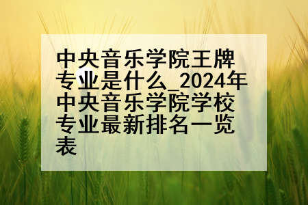 中央音乐学院王牌专业是什么_2024年中央音乐学院学校专业最新排名一览表