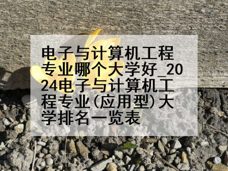 电子与计算机工程专业哪个大学好_2024电子与计算机工程专业(应用型)大学排名一览表