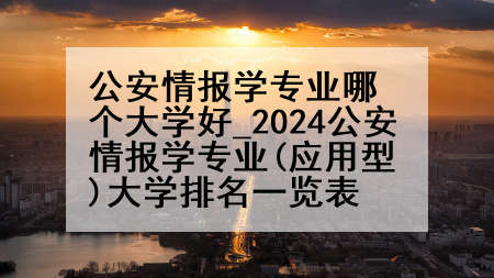 公安情报学专业哪个大学好_2024公安情报学专业(应用型)大学排名一览表