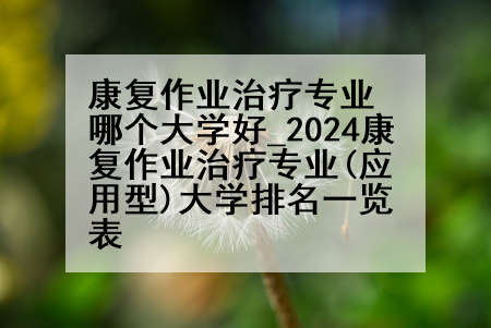 康复作业治疗专业哪个大学好_2024康复作业治疗专业(应用型)大学排名一览表