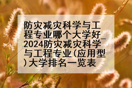 防灾减灾科学与工程专业哪个大学好_2024防灾减灾科学与工程专业(应用型)大学排名一览表