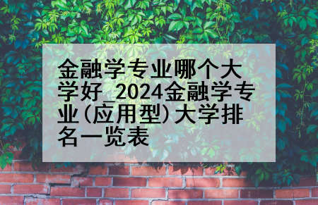 金融学专业哪个大学好_2024金融学专业(应用型)大学排名一览表