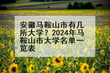 安徽马鞍山市有几所大学？2024年马鞍山市大学名单一览表