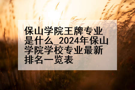 保山学院王牌专业是什么_2024年保山学院学校专业最新排名一览表