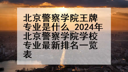 北京警察学院王牌专业是什么_2024年北京警察学院学校专业最新排名一览表