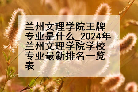 兰州文理学院王牌专业是什么_2024年兰州文理学院学校专业最新排名一览表