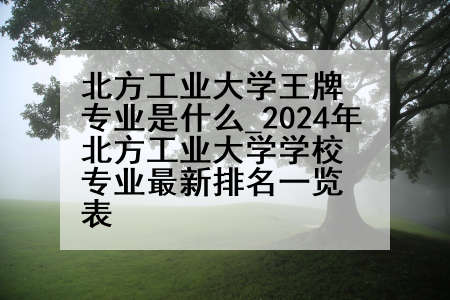 北方工业大学王牌专业是什么_2024年北方工业大学学校专业最新排名一览表