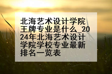 北海艺术设计学院王牌专业是什么_2024年北海艺术设计学院学校专业最新排名一览表
