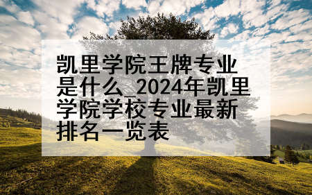 凯里学院王牌专业是什么_2024年凯里学院学校专业最新排名一览表