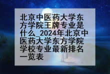北京中医药大学东方学院王牌专业是什么_2024年北京中医药大学东方学院学校专业最新排名一览表