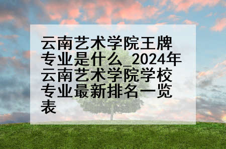 云南艺术学院王牌专业是什么_2024年云南艺术学院学校专业最新排名一览表