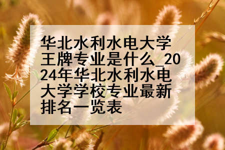 华北水利水电大学王牌专业是什么_2024年华北水利水电大学学校专业最新排名一览表