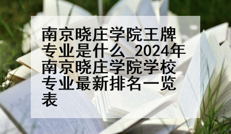 南京晓庄学院王牌专业是什么_2024年南京晓庄学院学校专业最新排名一览表