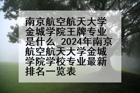 南京航空航天大学金城学院王牌专业是什么_2024年南京航空航天大学金城学院学校专业最新排名一览表