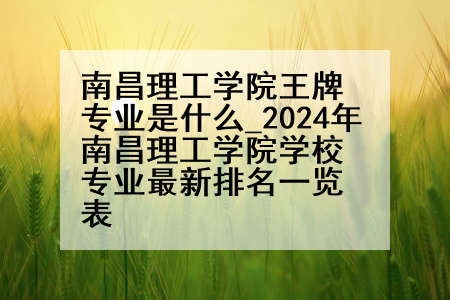 南昌理工学院王牌专业是什么_2024年南昌理工学院学校专业最新排名一览表