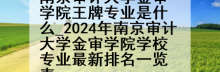 南京审计大学金审学院王牌专业是什么_2024年南京审计大学金审学院学校专业最新排名一览表