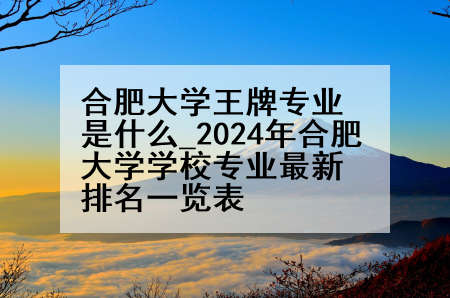 合肥大学王牌专业是什么_2024年合肥大学学校专业最新排名一览表