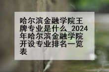 哈尔滨金融学院王牌专业是什么_2024年哈尔滨金融学院开设专业排名一览表