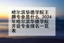 哈尔滨华德学院王牌专业是什么_2024年哈尔滨华德学院开设专业排名一览表