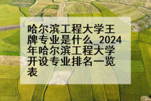 哈尔滨工程大学王牌专业是什么_2024年哈尔滨工程大学开设专业排名一览表