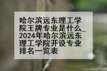 哈尔滨远东理工学院王牌专业是什么_2024年哈尔滨远东理工学院开设专业排名一览表