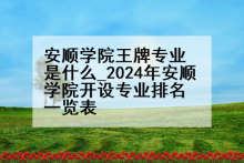 安顺学院王牌专业是什么_2024年安顺学院开设专业排名一览表