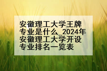 安徽理工大学王牌专业是什么_2024年安徽理工大学开设专业排名一览表