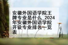 安徽外国语学院王牌专业是什么_2024年安徽外国语学院开设专业排名一览表