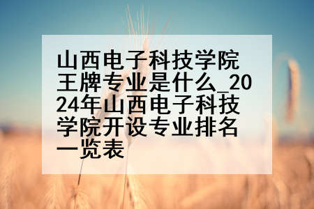 山西电子科技学院王牌专业是什么_2024年山西电子科技学院开设专业排名一览表