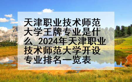 天津职业技术师范大学王牌专业是什么_2024年天津职业技术师范大学开设专业排名一览表
