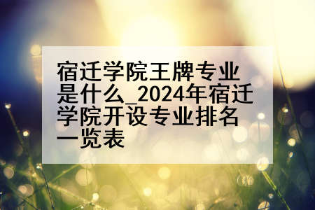 宿迁学院王牌专业是什么_2024年宿迁学院开设专业排名一览表