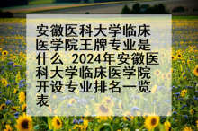 安徽医科大学临床医学院王牌专业是什么_2024年安徽医科大学临床医学院开设专业排名一览表
