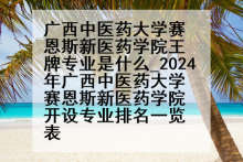 广西中医药大学赛恩斯新医药学院王牌专业是什么_2024年广西中医药大学赛恩斯新医药学院开设专业排名一览表