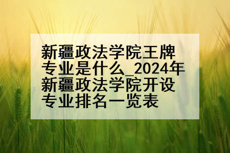 新疆政法学院王牌专业是什么_2024年新疆政法学院开设专业排名一览表