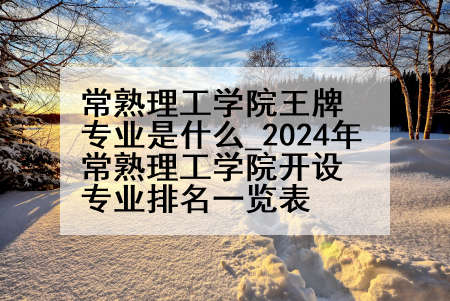 常熟理工学院王牌专业是什么_2024年常熟理工学院开设专业排名一览表