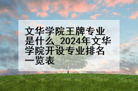 文华学院王牌专业是什么_2024年文华学院开设专业排名一览表