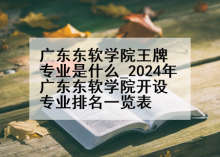 广东东软学院王牌专业是什么_2024年广东东软学院开设专业排名一览表
