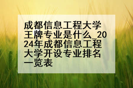 成都信息工程大学王牌专业是什么_2024年成都信息工程大学开设专业排名一览表