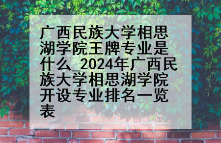 广西民族大学相思湖学院王牌专业是什么_2024年广西民族大学相思湖学院开设专业排名一览表