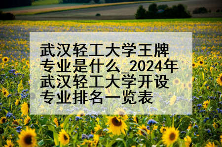 武汉轻工大学王牌专业是什么_2024年武汉轻工大学开设专业排名一览表
